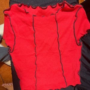 Red reverse stitch shirt from shein